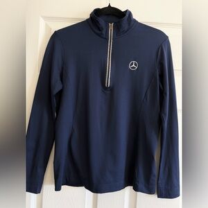 Greg Norman Collection Navy Quarter-Zip Pullover with Mercedes Logo